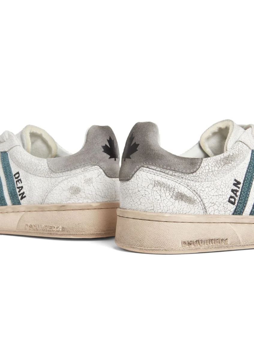 White Distressed Low Top Sneakers 4