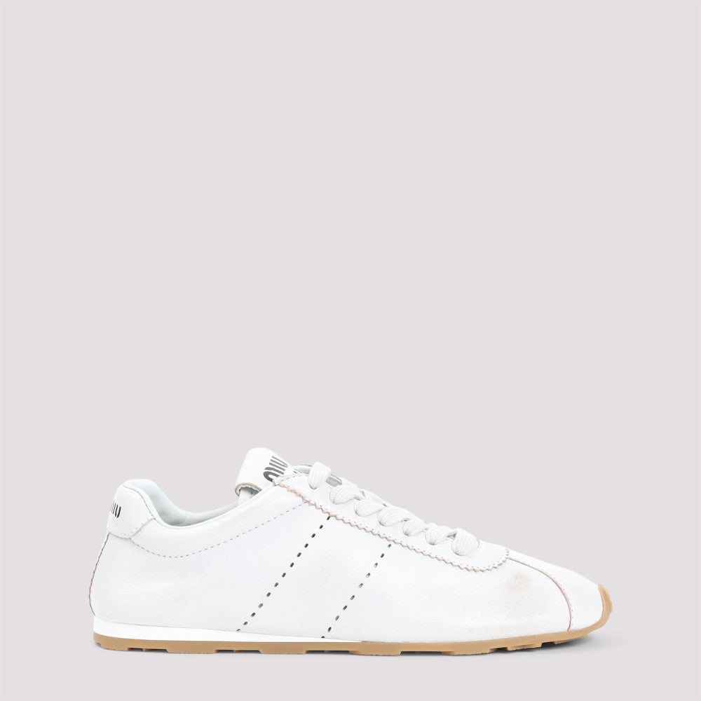 White Leather Low Top Sneakers 2