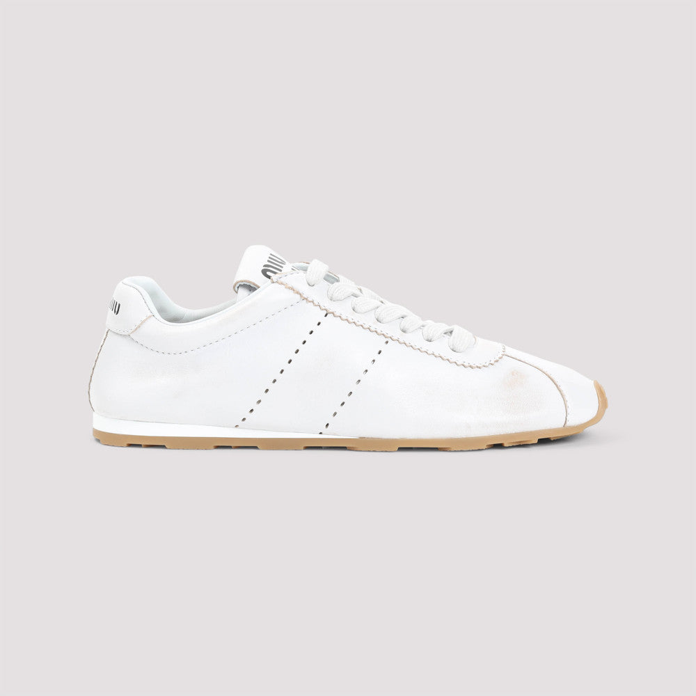 White Leather Low Top Sneakers 3