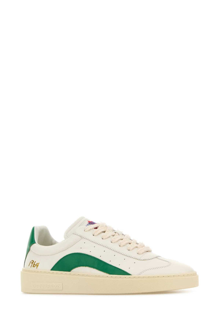 White Two-Tone Leather Sneakers 2