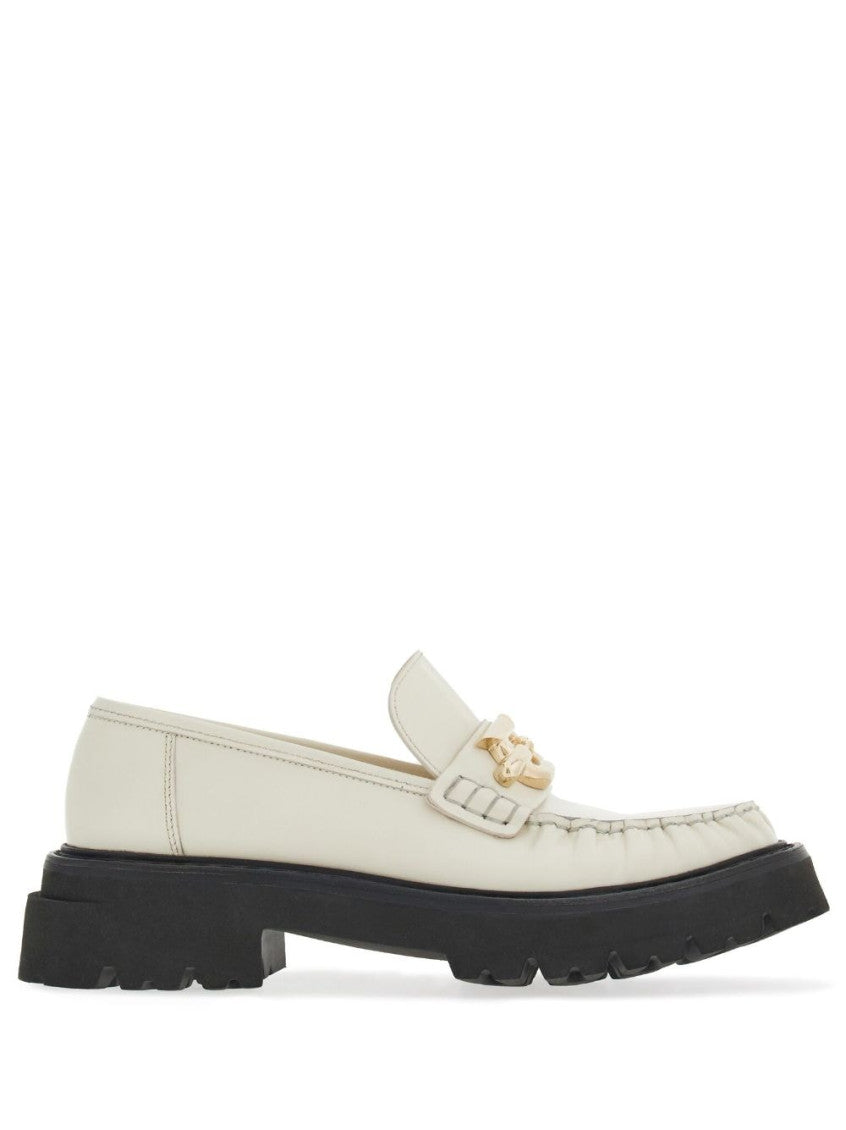 White Gancio Leather Loafers 1