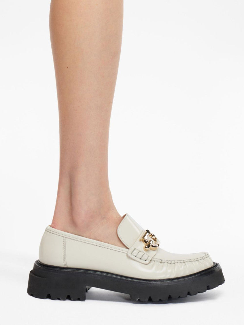 White Gancio Leather Loafers 2