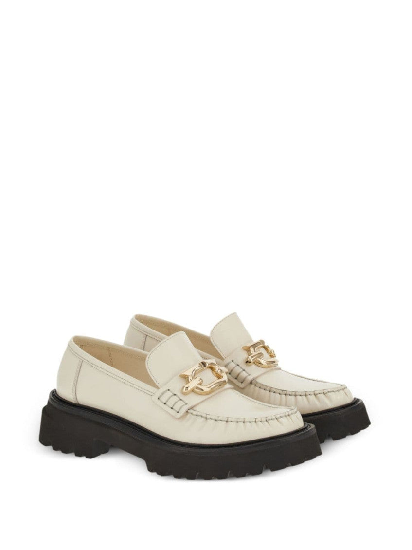 White Gancio Leather Loafers 3