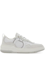 White Gancini Leather Sneakers 1