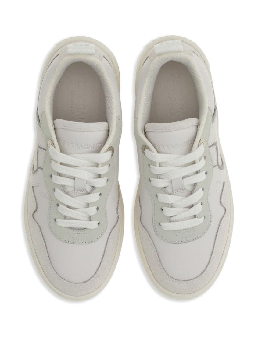 White Gancini Leather Sneakers 3