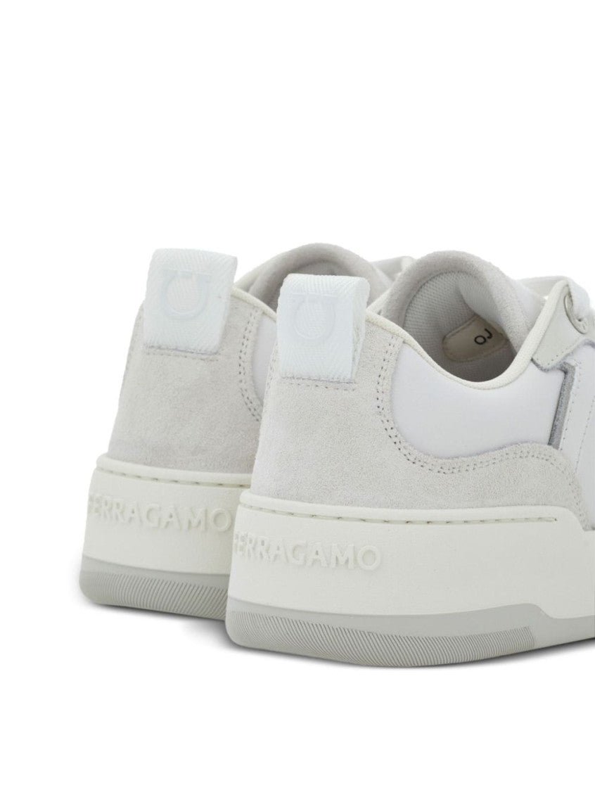 White Gancini Leather Sneakers 4