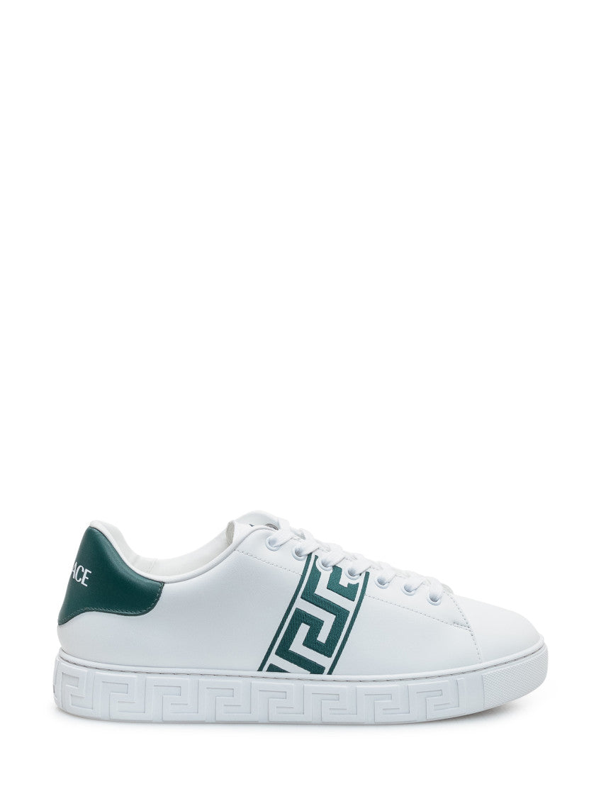 White Logo Greca Sneakers 1
