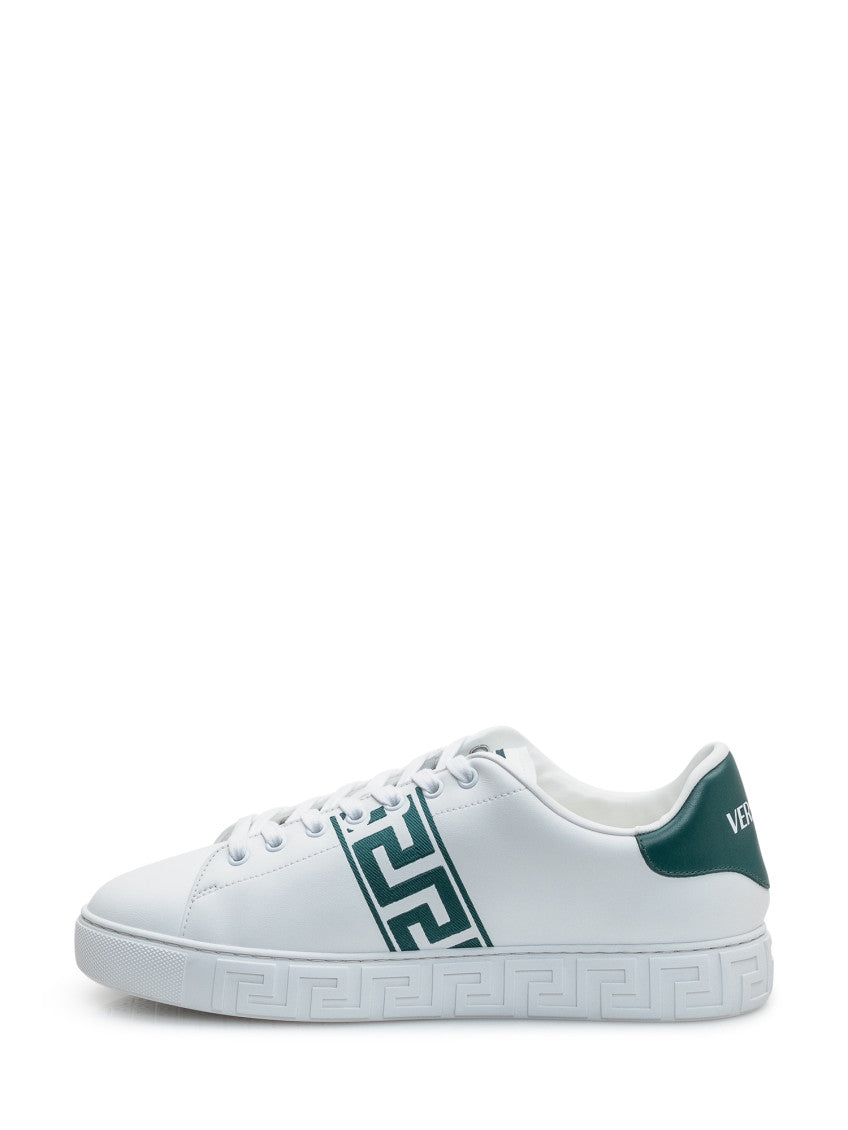 White Logo Greca Sneakers 4
