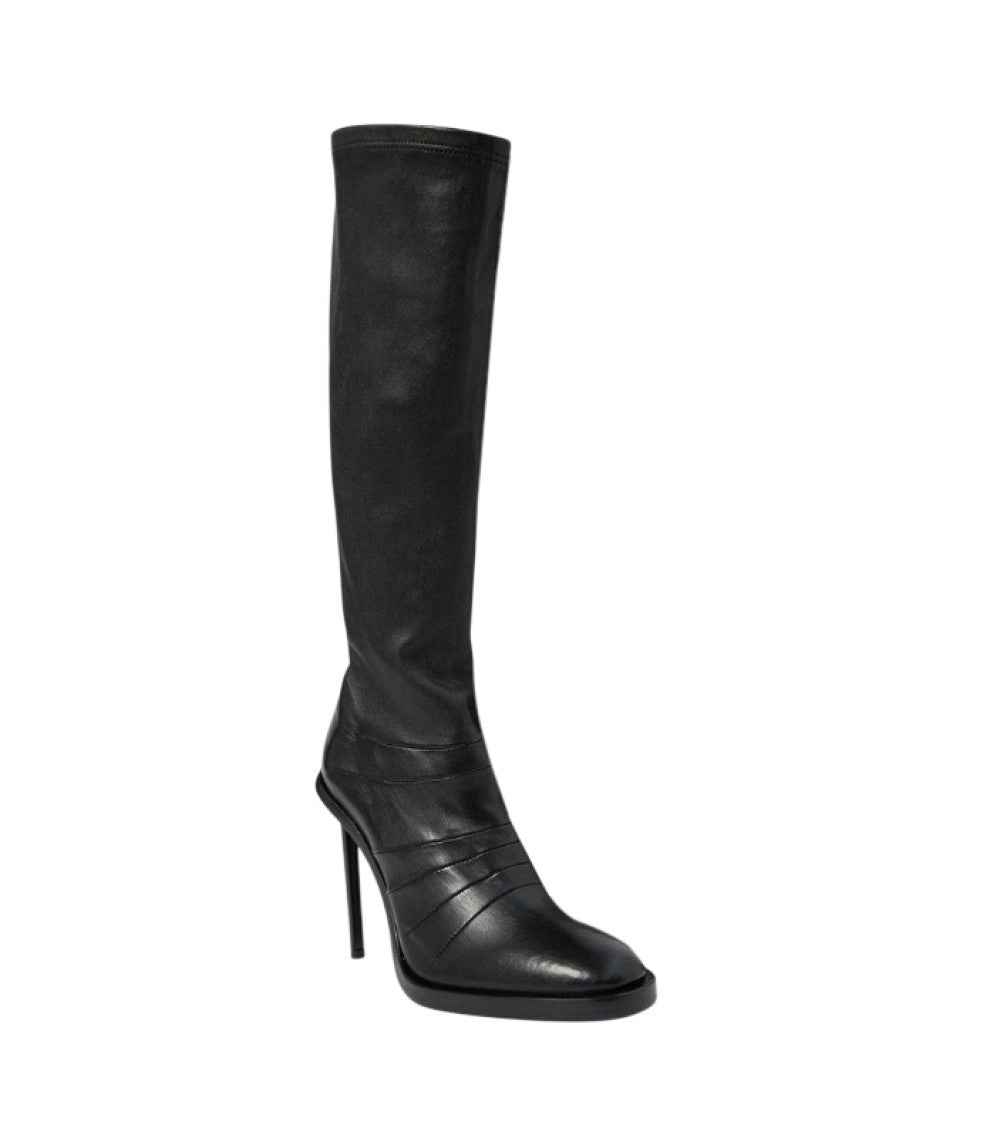 Black Solid Heel Boots 1