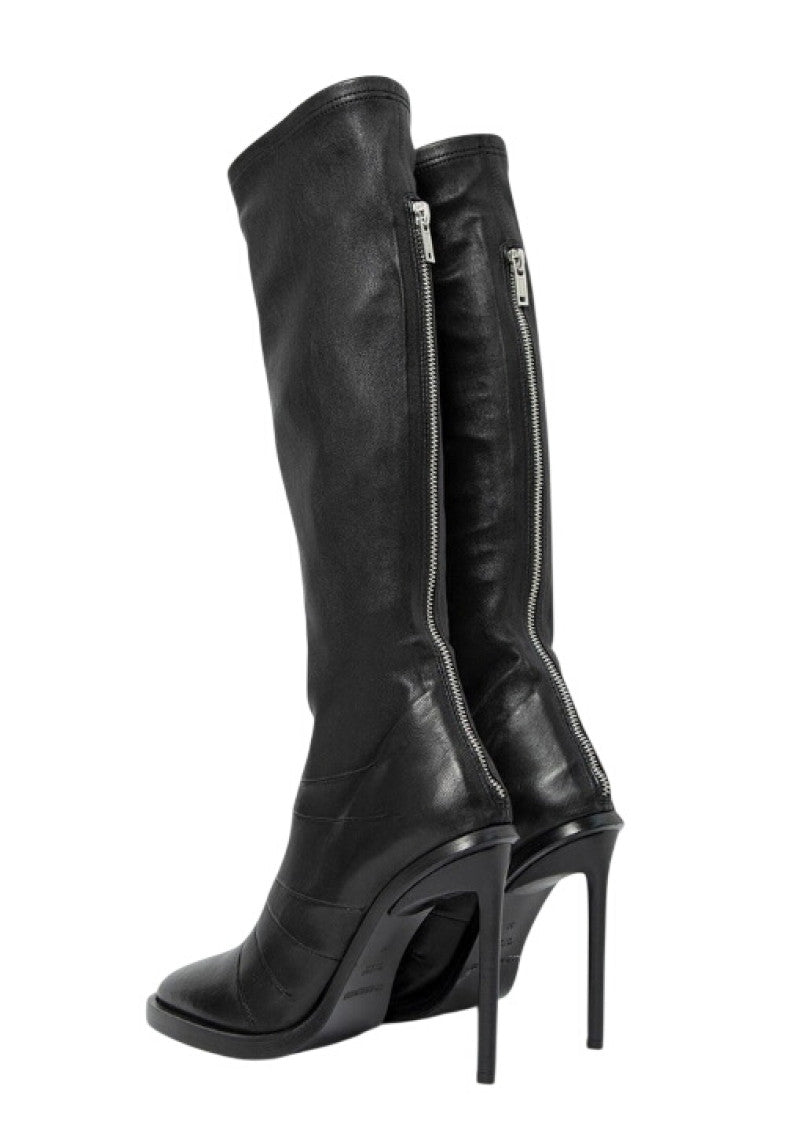 Black Solid Heel Boots 2