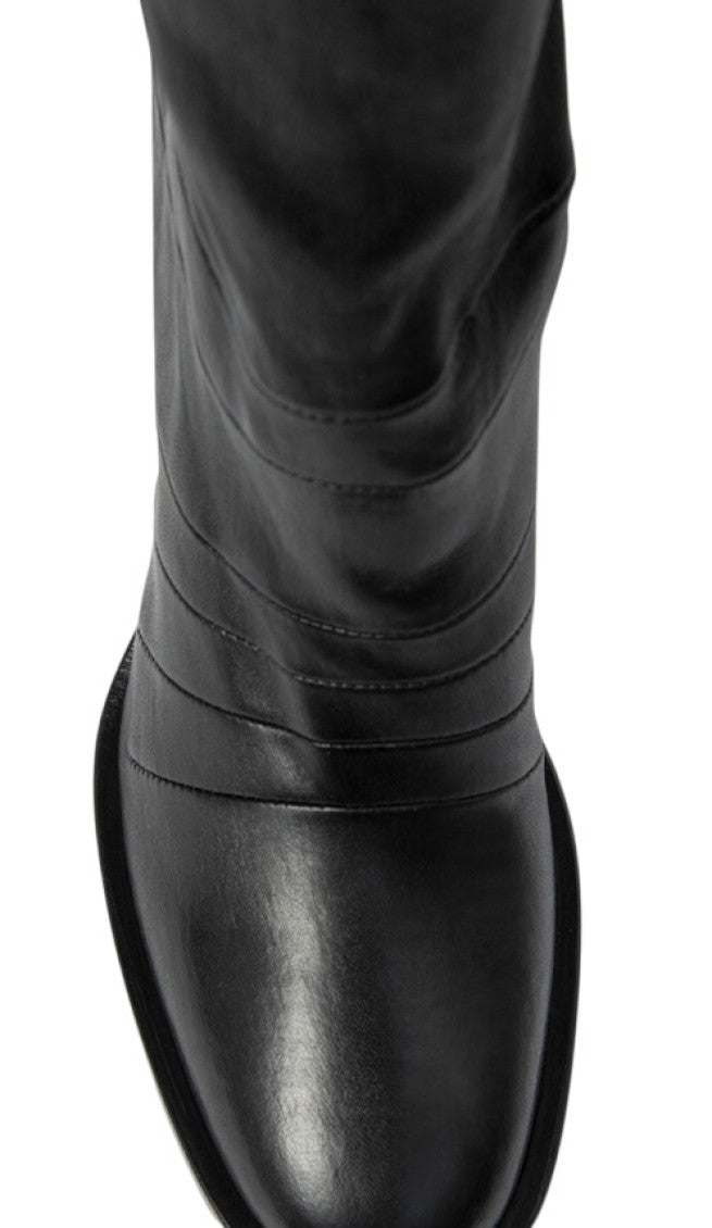 Black Solid Heel Boots 4