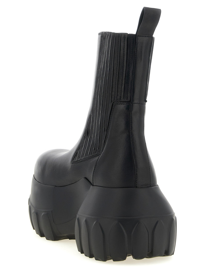 Black Solid Tractor Boots 3