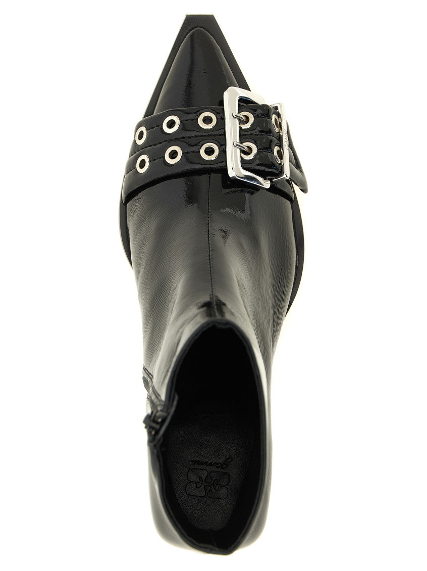 Black Solid Buckle Boots 4