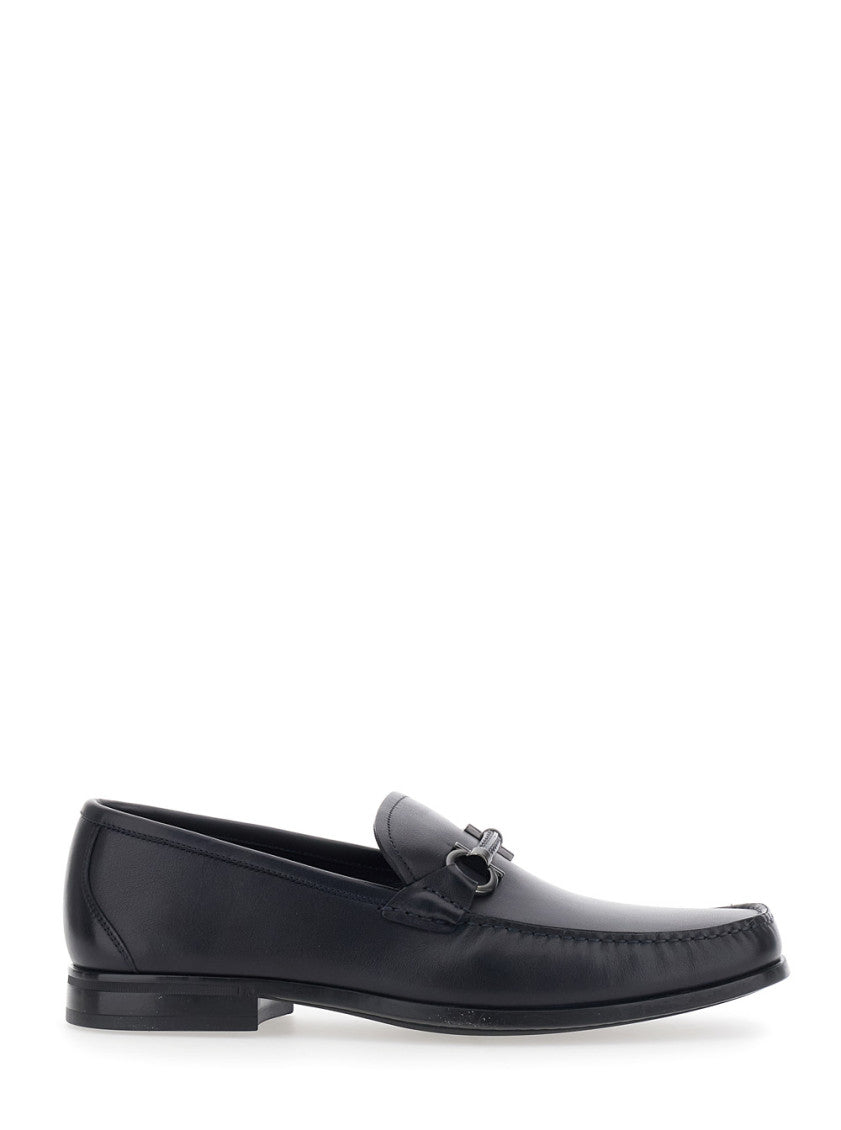 Black Leather Gancini Loafer 1