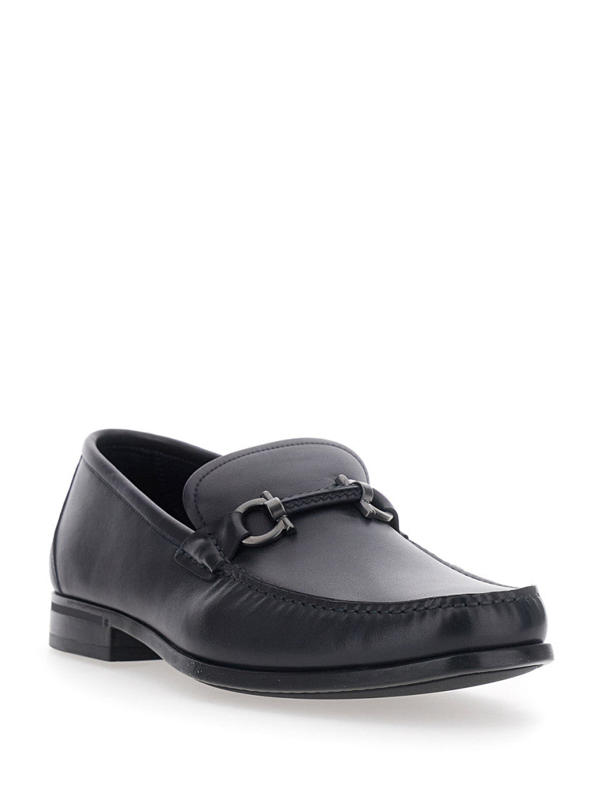 Black Leather Gancini Loafer 2