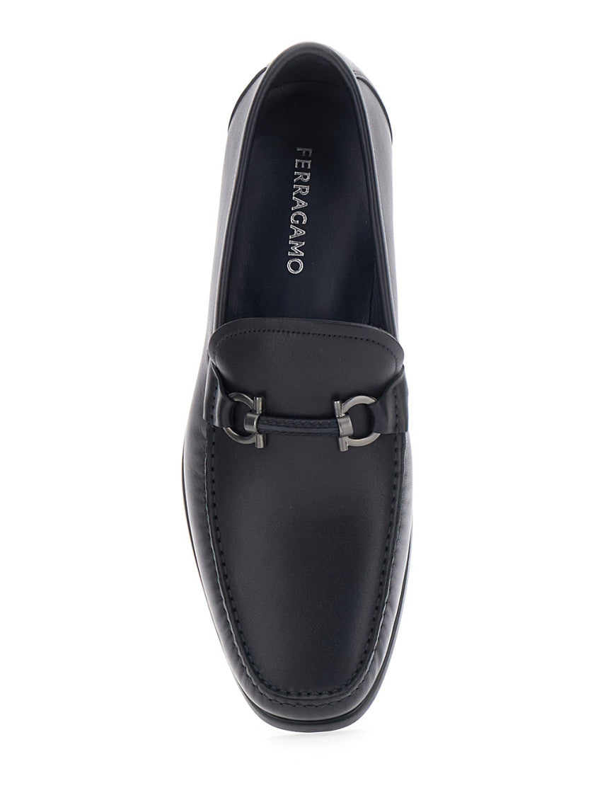 Black Leather Gancini Loafer 4
