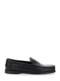 Black Leather Dolphin Loafers 1
