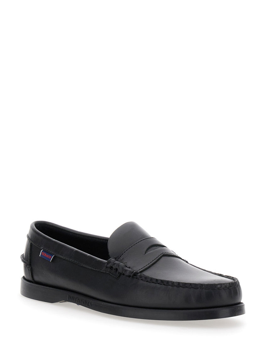 Black Leather Dolphin Loafers 2