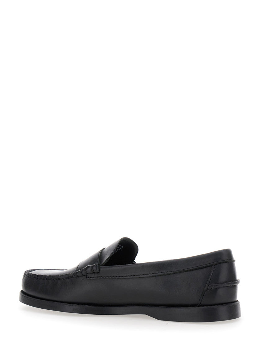Black Leather Dolphin Loafers 3