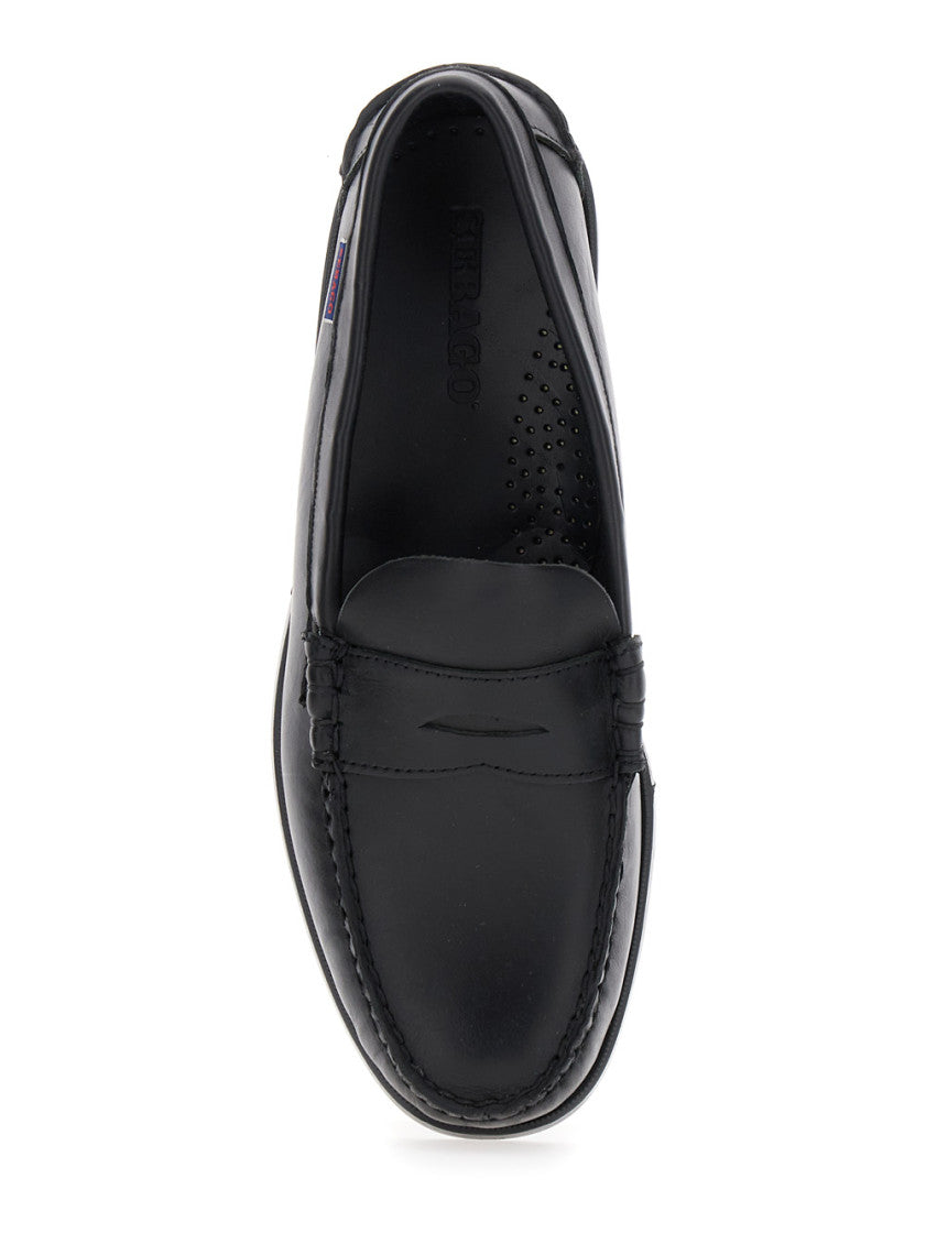 Black Leather Dolphin Loafers 4