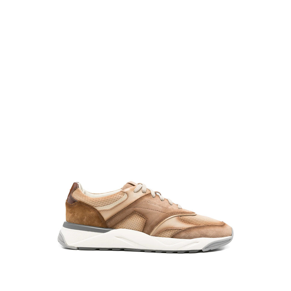Beige Color Block Sneakers 1