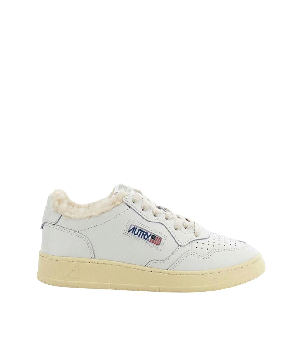 White Perforated Low-Top Sneakers 1