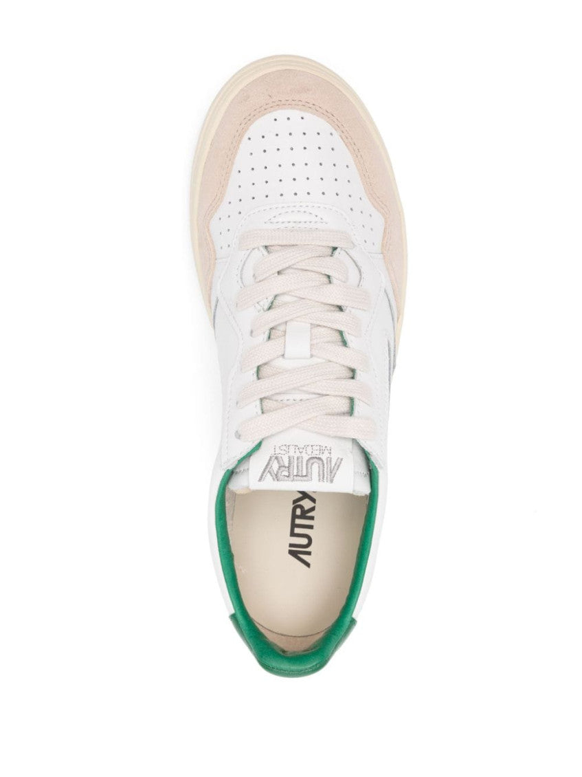 White Color Block Medalist Sneakers 4