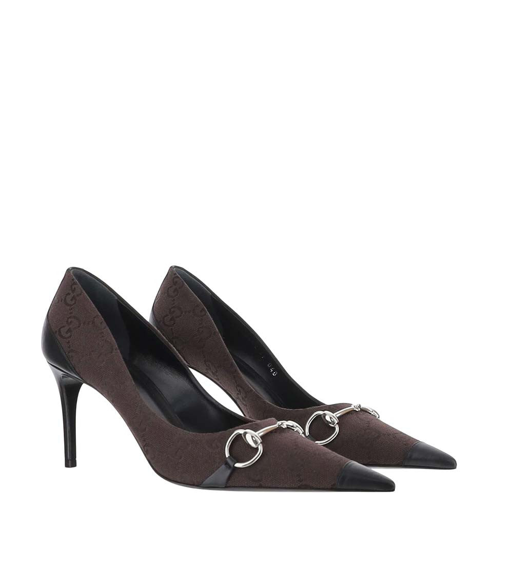 Brown Color Block  Pumps 2