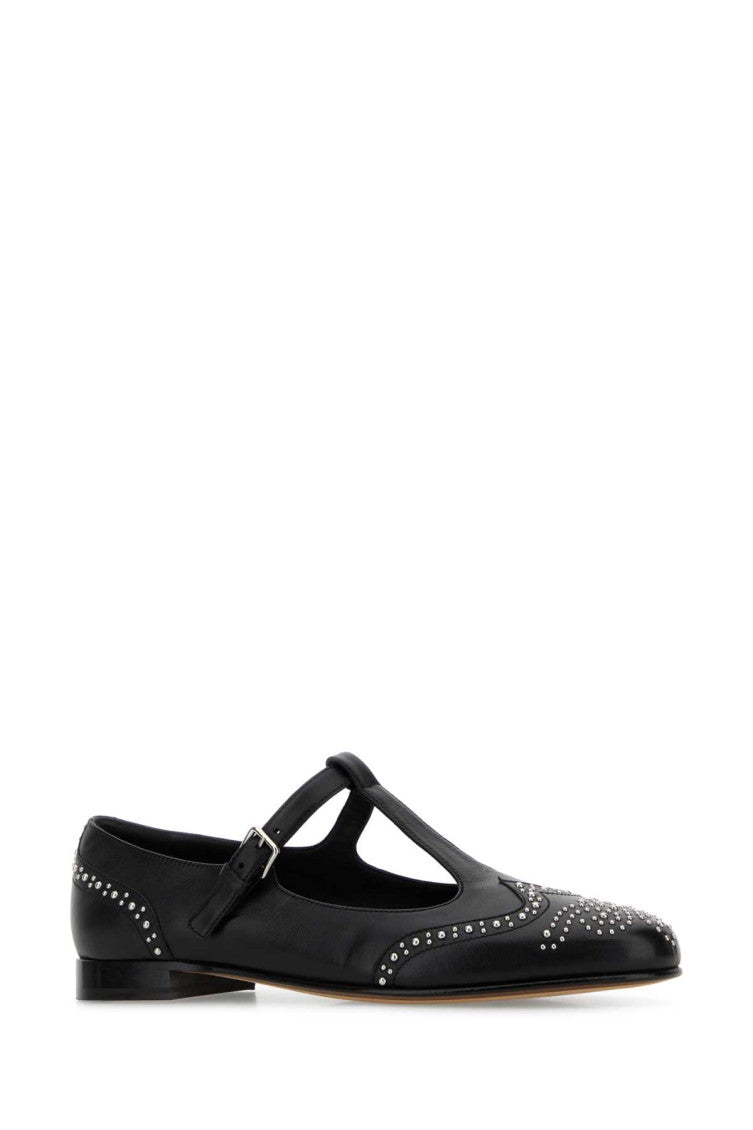 Black Leather Ballet Flats 2