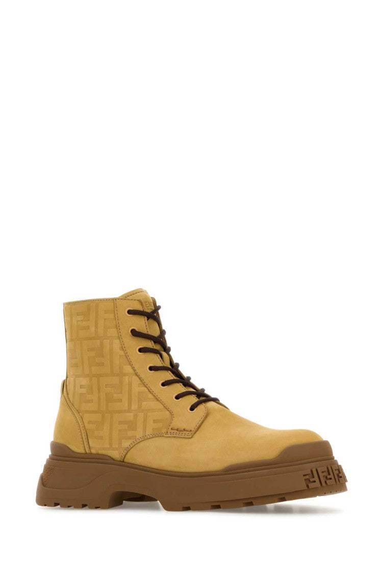 Beige Logo Ankle Boots 1