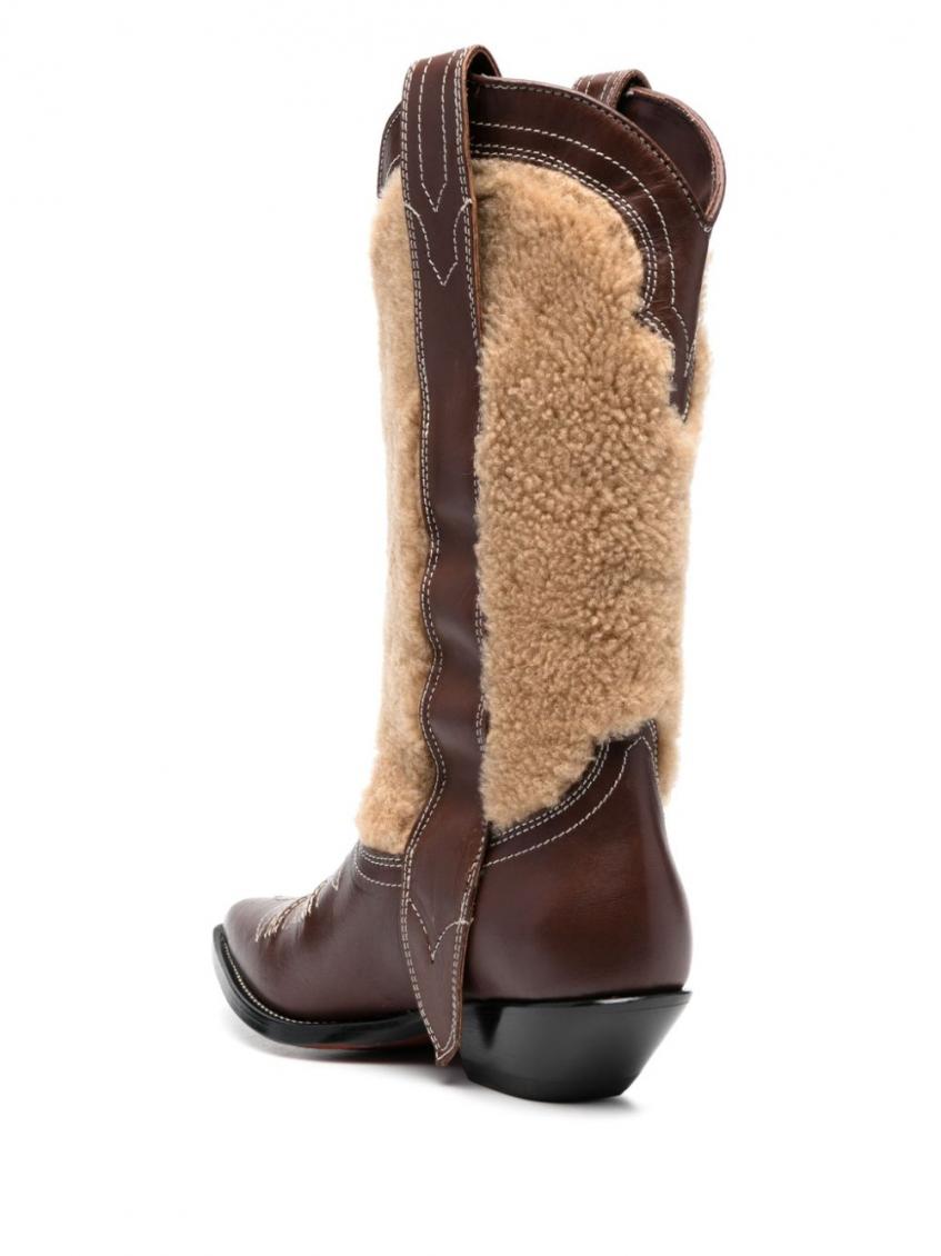 Brown Embroidered Leather Texan Boots 4