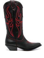 Black Embroidered Suede Western Boots 1