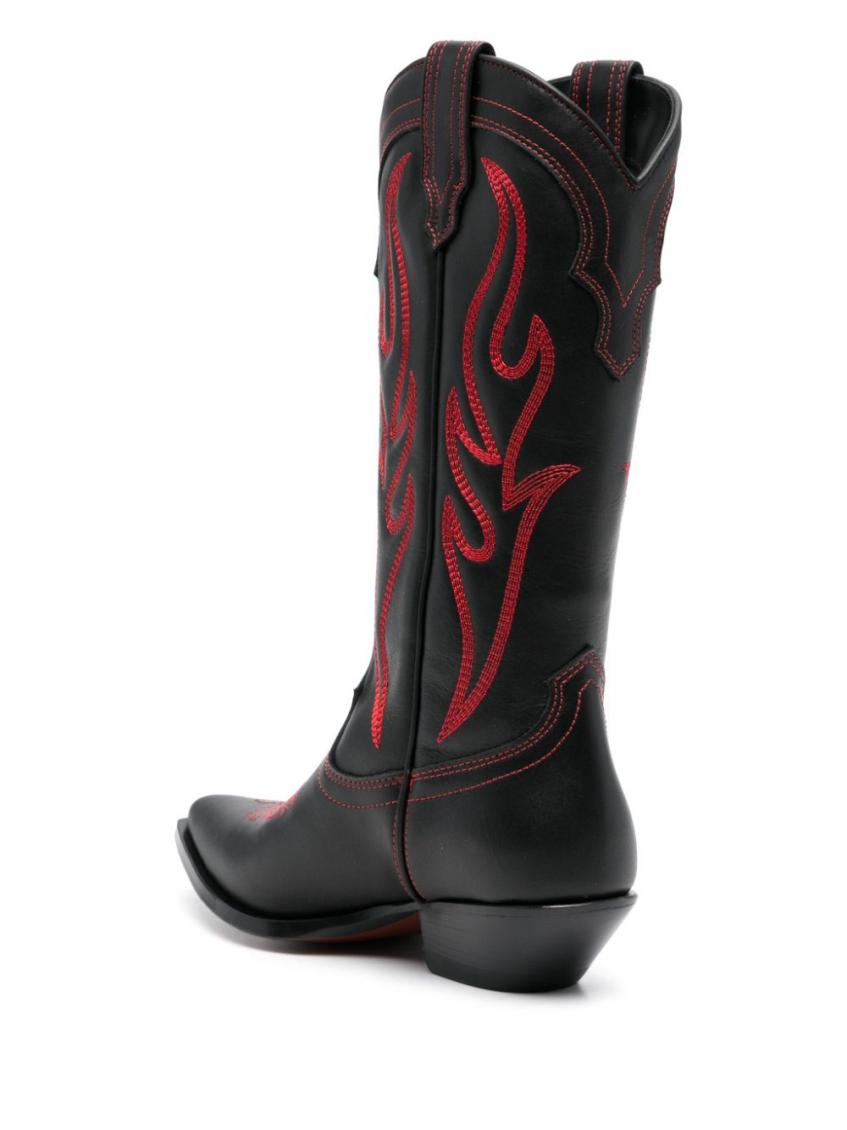 Black Embroidered Suede Western Boots 3