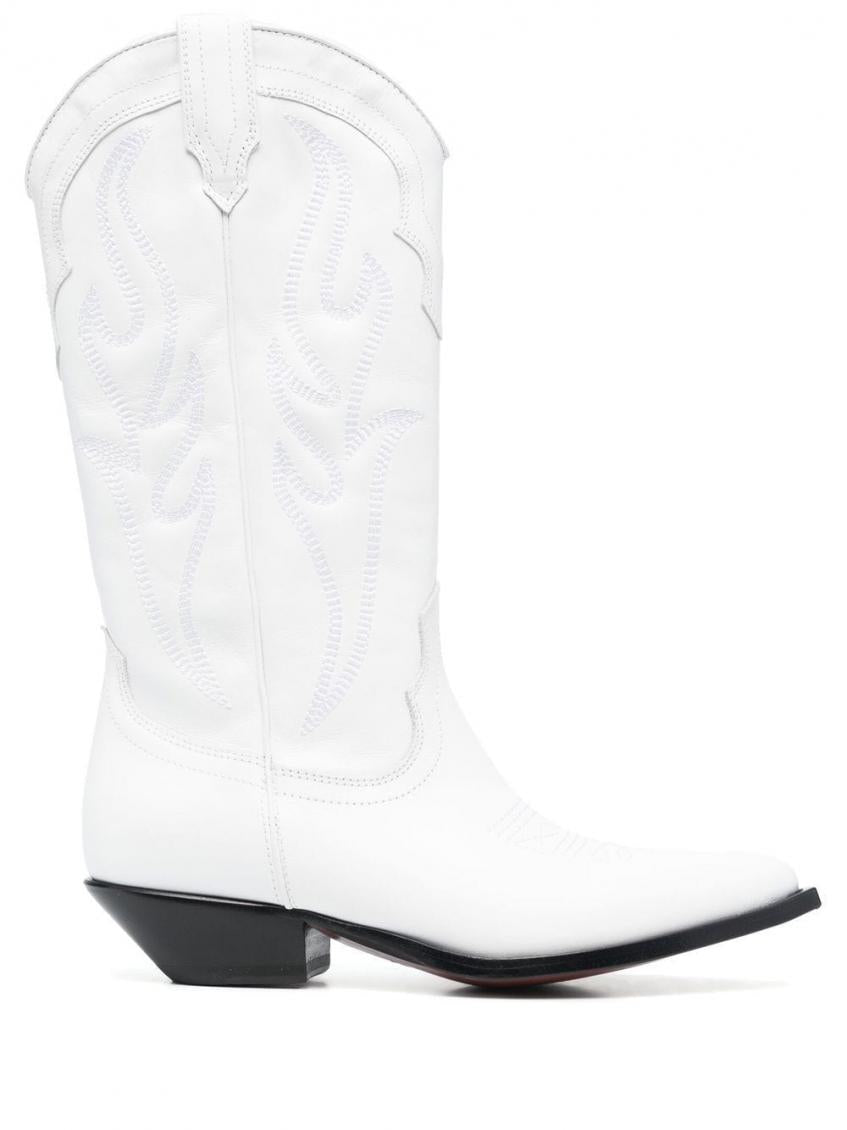 White Santa Fe Leather Western Boots 2