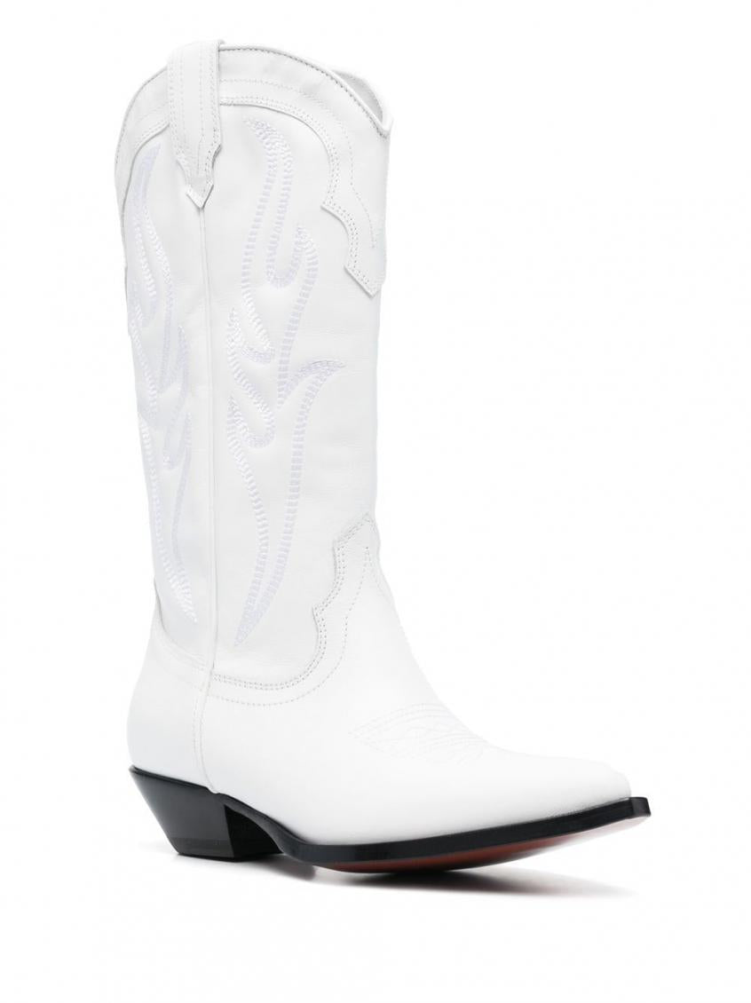 White Santa Fe Leather Western Boots 3