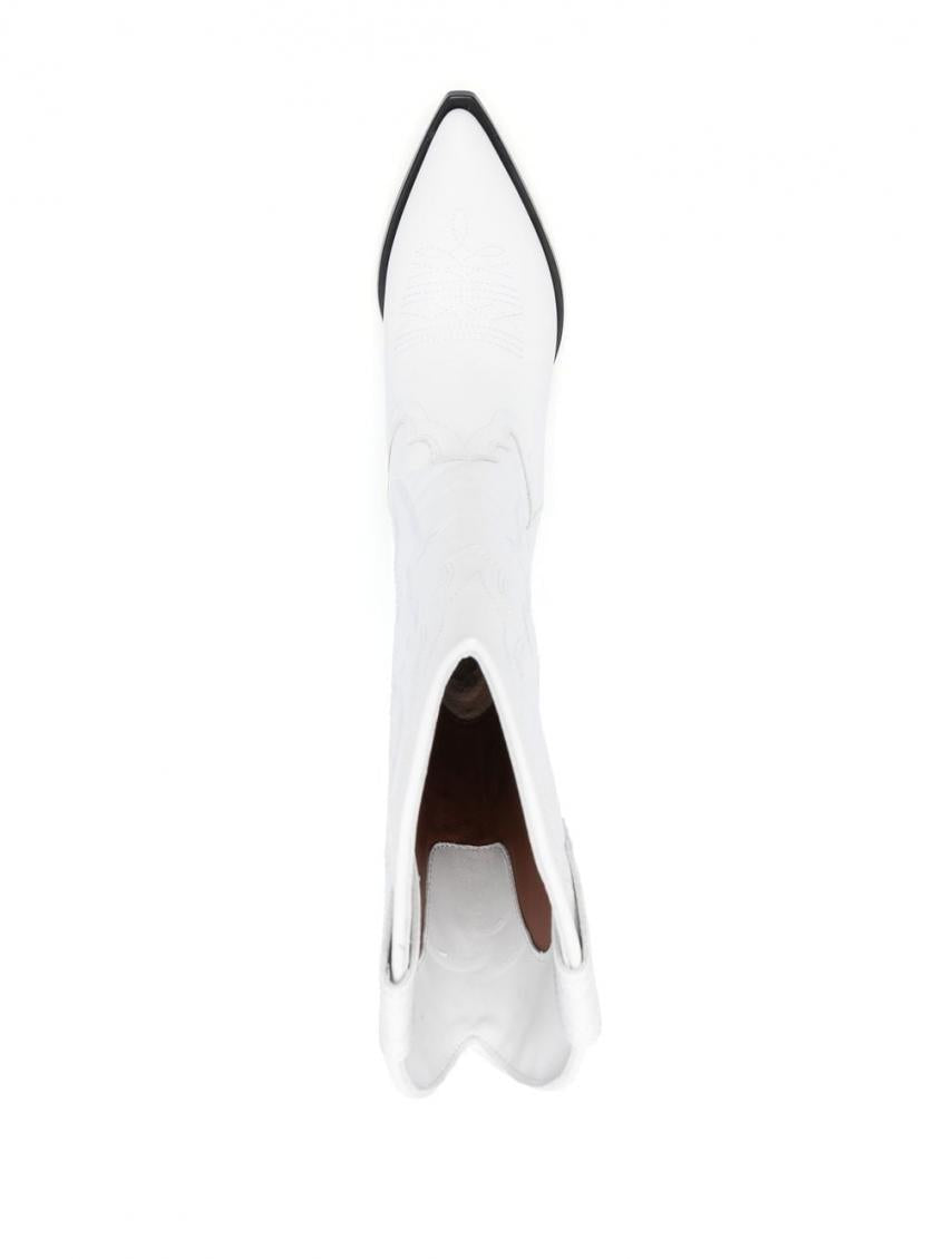 White Santa Fe Leather Western Boots 4