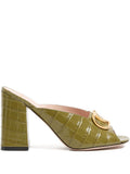 Green Logo Leather Heels 1