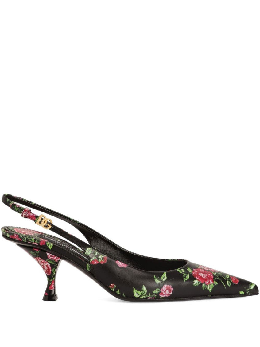 Black Floral Pumps 1