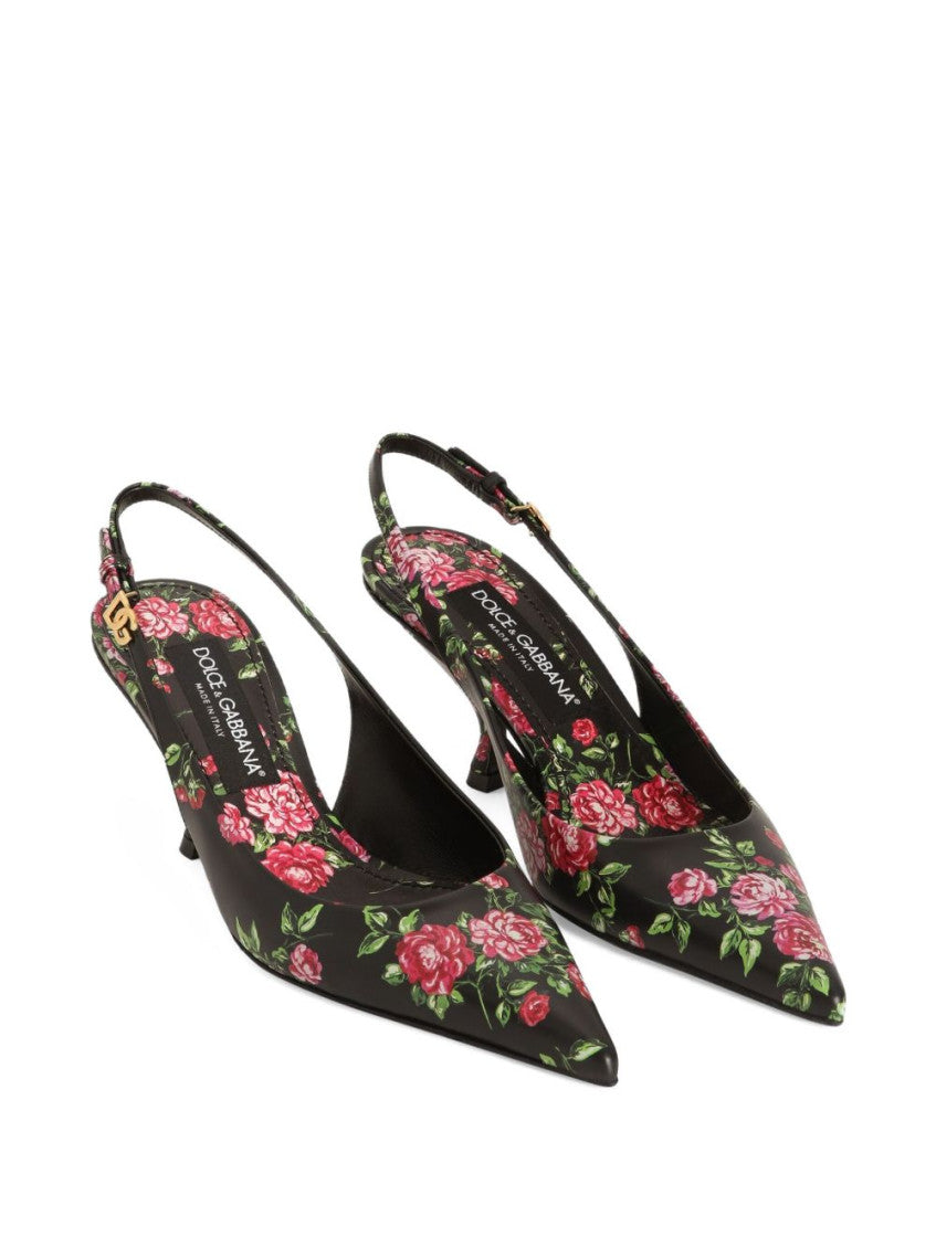 Black Floral Pumps 2