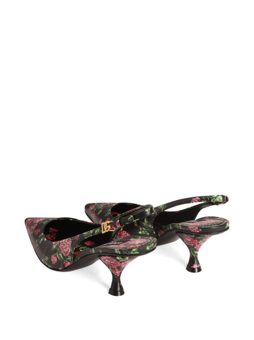 Black Floral Pumps 3