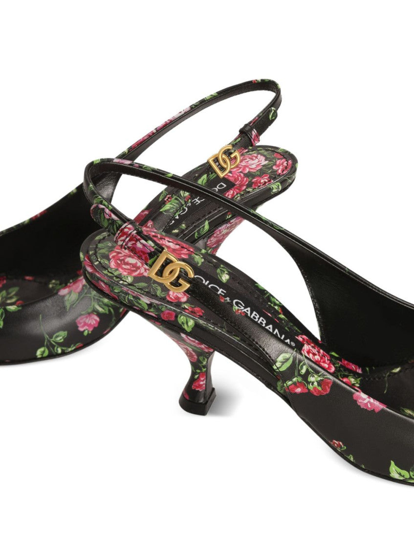Black Floral Pumps 4
