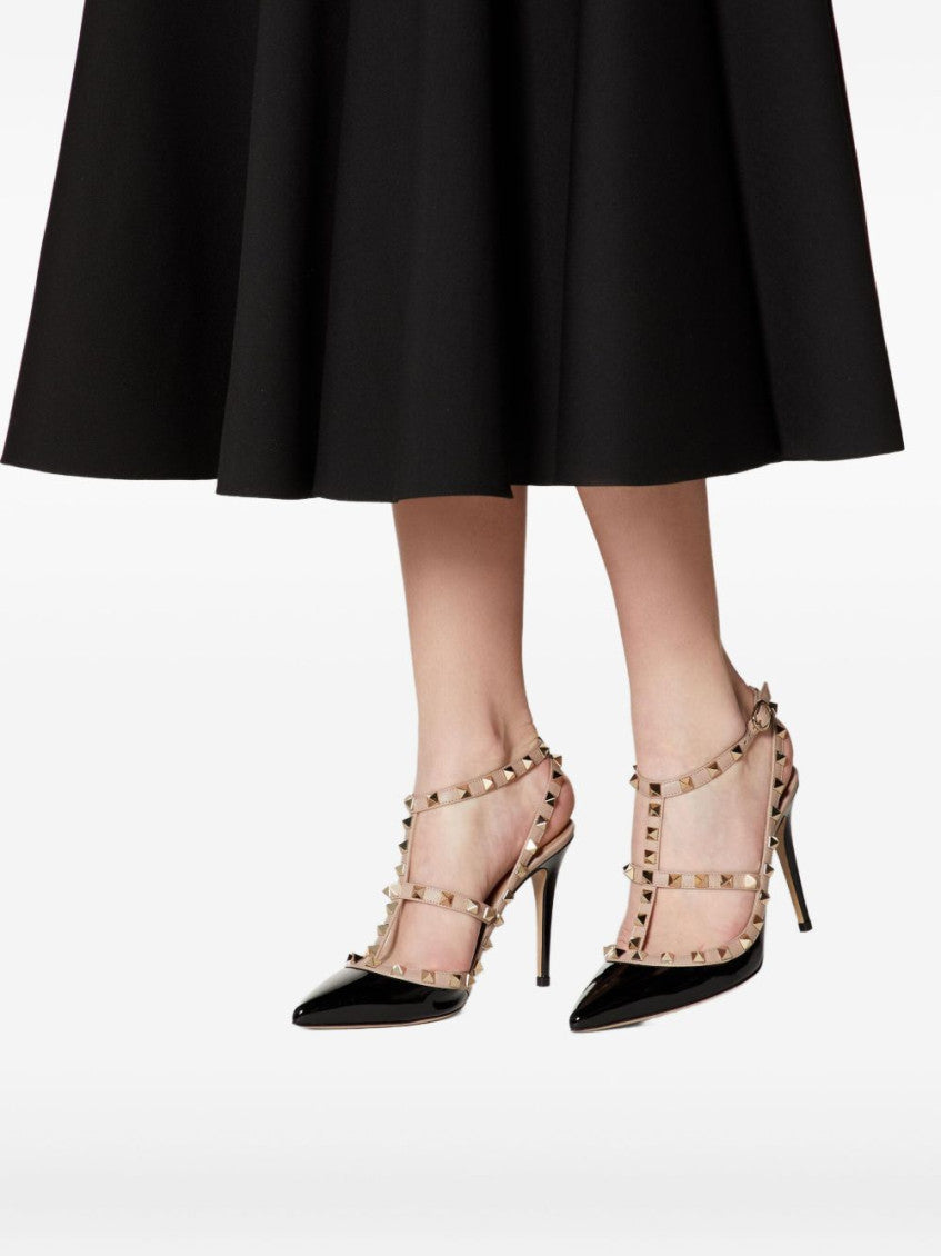 Black Rockstud Leather Pumps 3