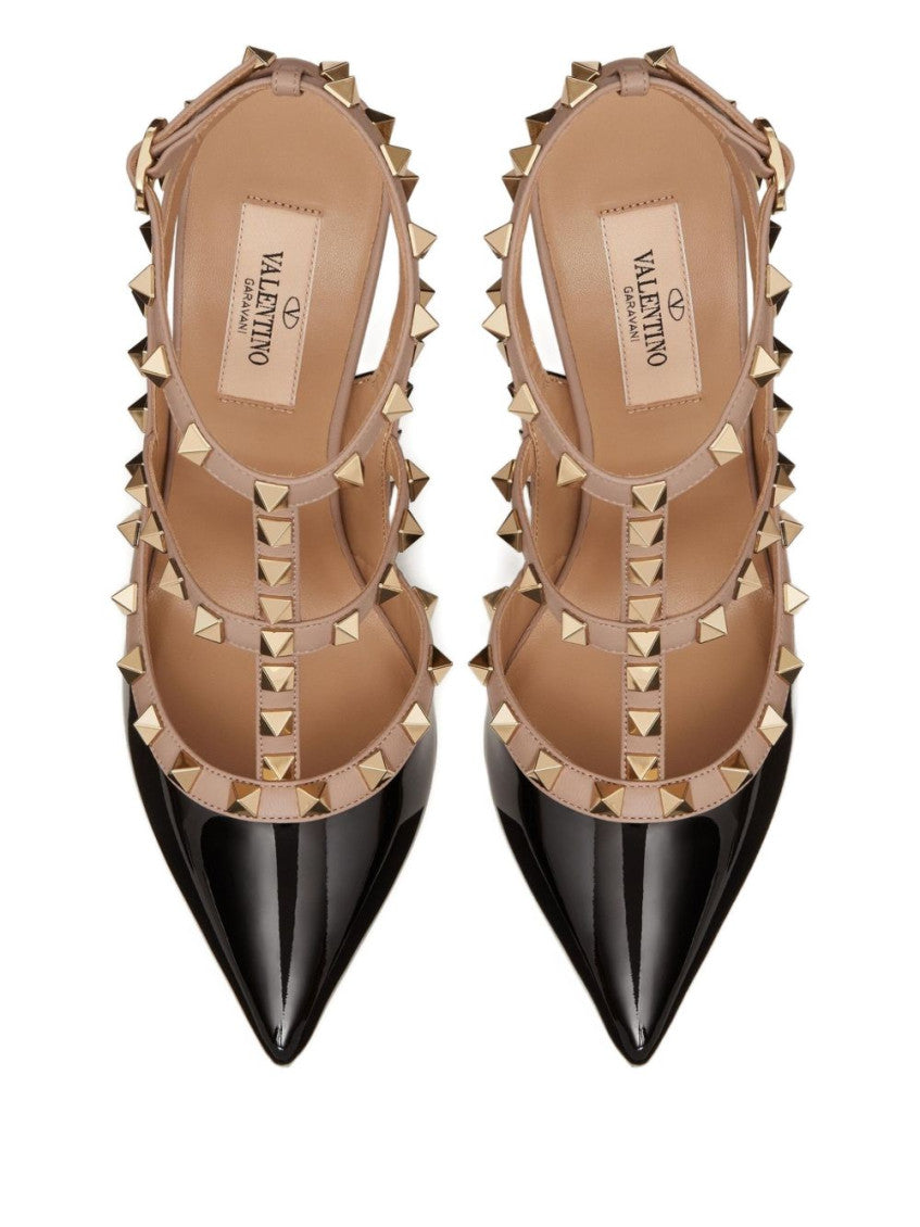 Black Rockstud Leather Pumps 4