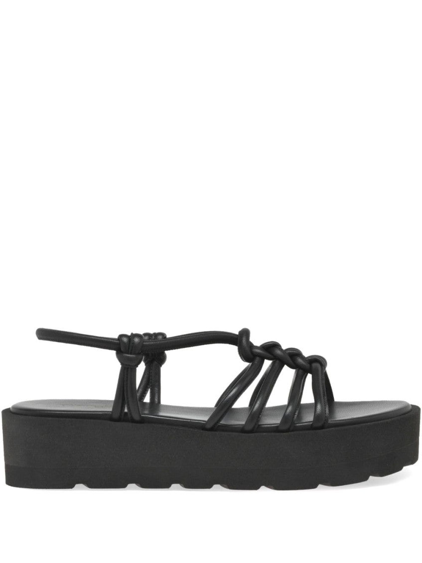 Black Knotted Leather Sandals 1