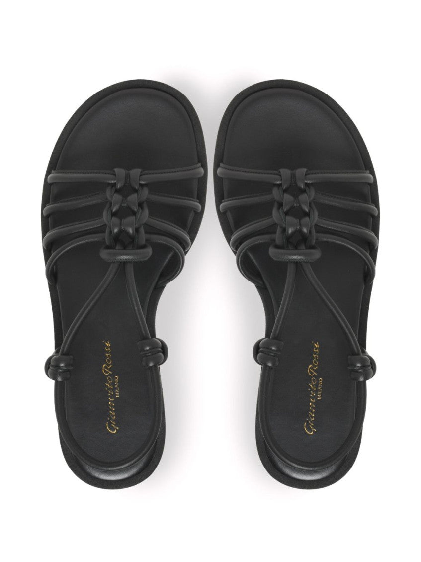 Black Knotted Leather Sandals 3
