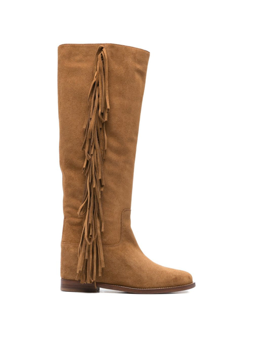 Brown Marten Fringed Boots 1