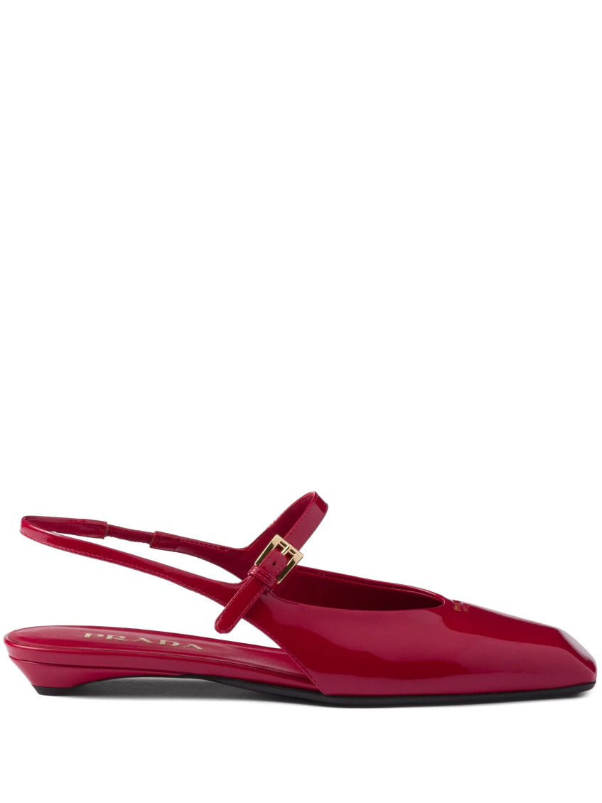 Red Leather Ballet Flats 1