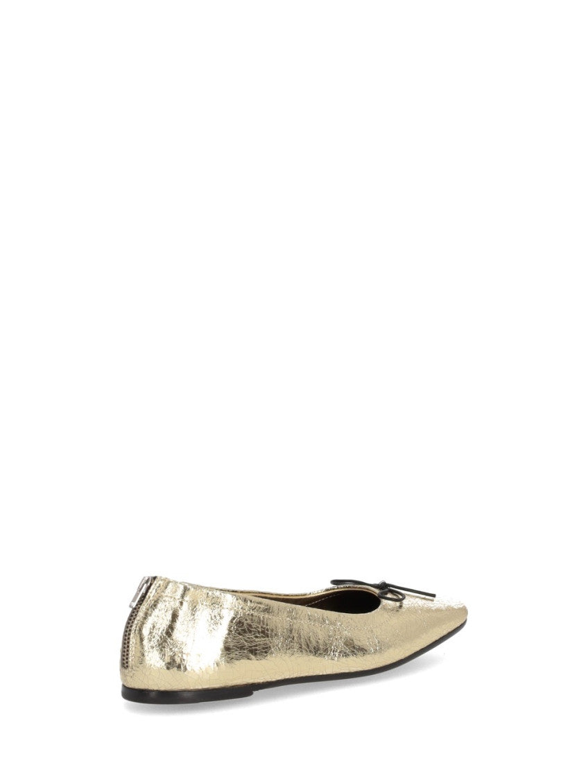 Golden Leather Ballet Flats 2