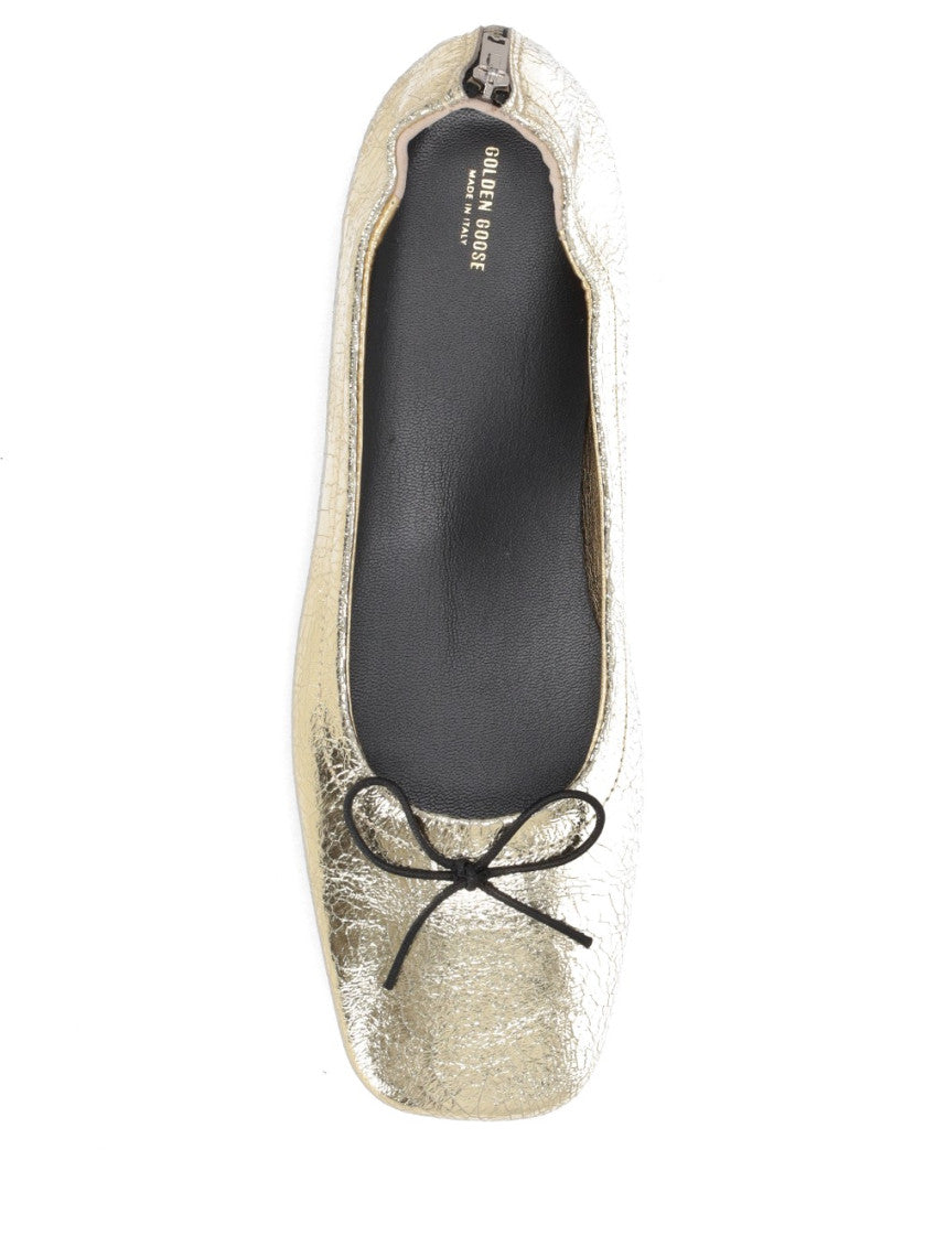 Golden Leather Ballet Flats 3