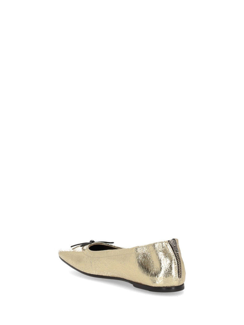 Golden Leather Ballet Flats 4